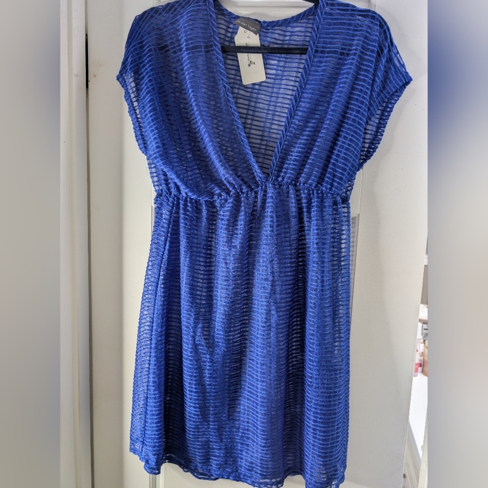 Blue Sheer V-Neck Cover Up